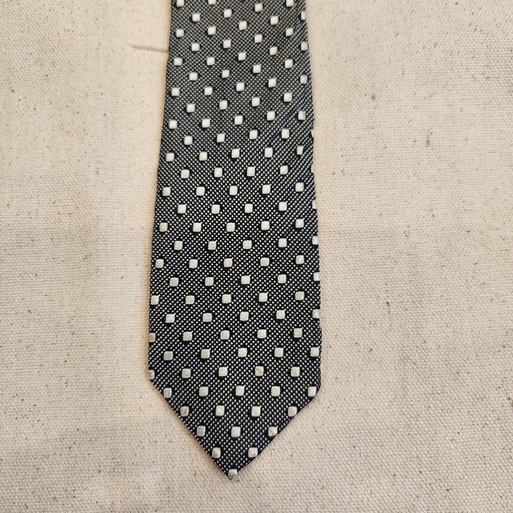 Emporio Armani Men's Silk Tie Black White Diamond Geometric Pattern Italy